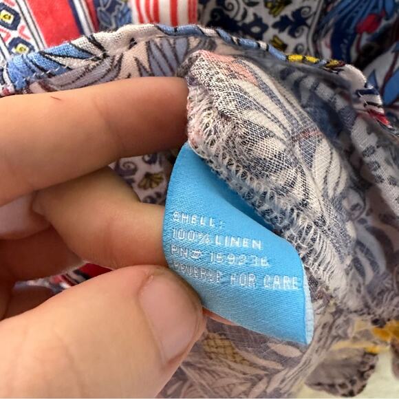 J. McLaughlin Brit Linen Long Sleeve Button Down in Palm Park Size Medium - Picture 11 of 13